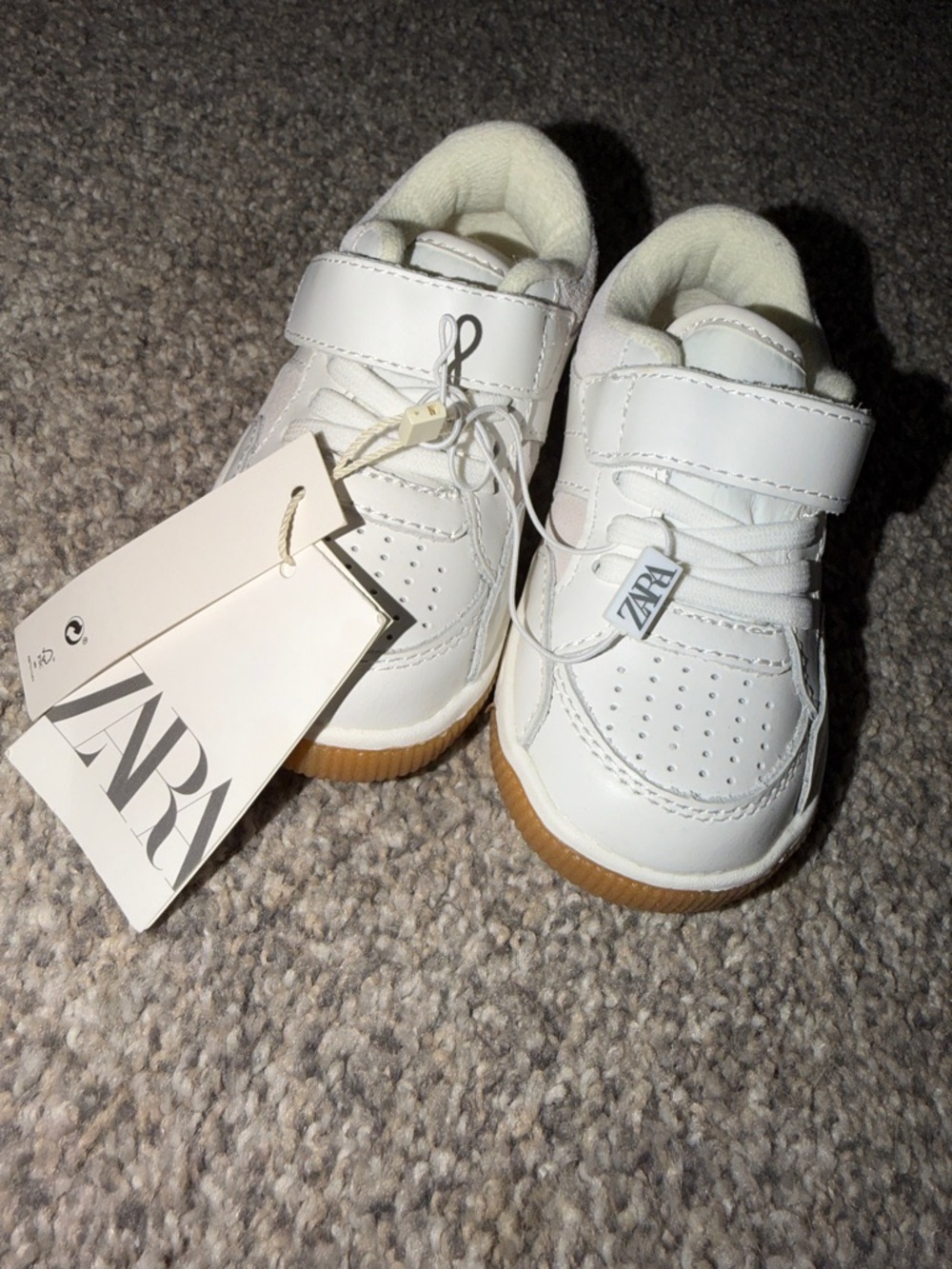 ZARA White Kids Sneakers with Gum Outsole